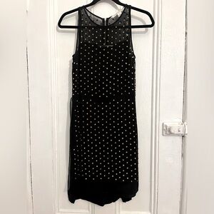 Diane Von Furstenberg Mini Dress in Black Gold Studs